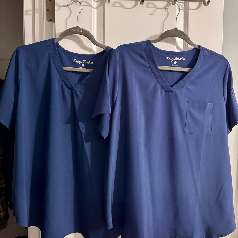 Navy Blue Easy Stretch Scrub Tops